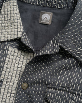 S S Wes Shirt Washed Ecru Patchwork Kantha Stitched Cotton Canvas