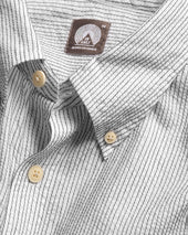 Amer Eastern Button Down Shirt Poplin With Black Embroidered Pencil Stripes