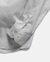 Amer Eastern Button Down Shirt Poplin With Black Embroidered Pencil Stripes