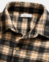 Gale Box Shirt Ecru British Khaki Grass Brushed Cotton Flannel