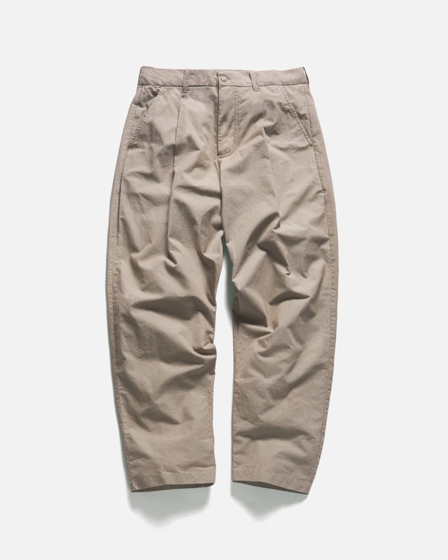JIAN SINGLE PLEAT PANT - VINTAGE KHAKI COTTON MICRO RIPSTOP