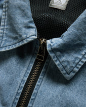 BELLOWS ZIP FRONT COACH'S JACKET - BLEACHED 13 oz. DENIM