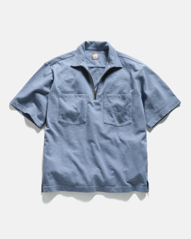 SS HOLLOW POLO - RINSED ROYAL 9.2 oz SLUB COTTON JERSEY