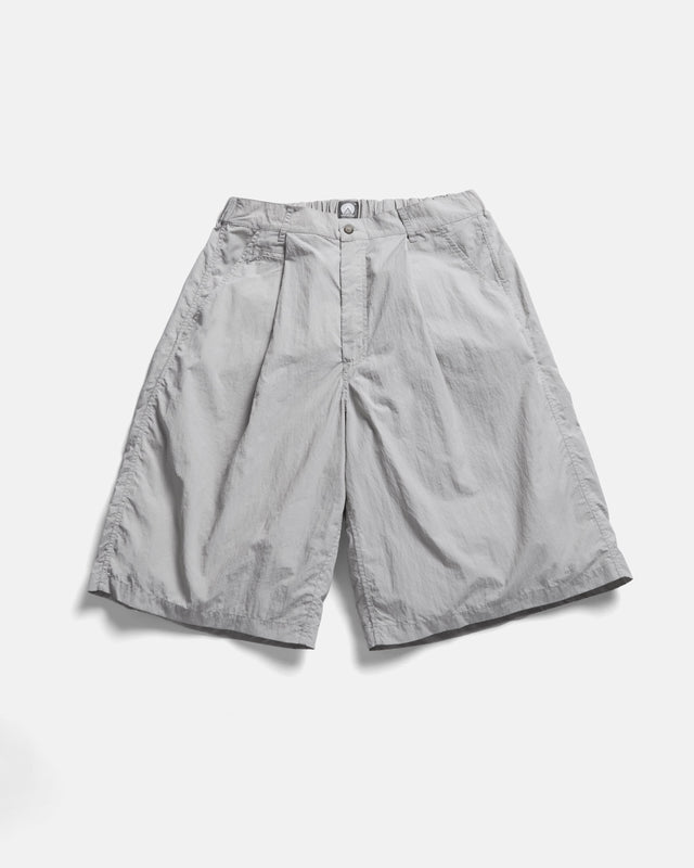 EMERY PLEATED BIG SHORTS - FOG GRAY FEATHERWEIGHT MICRO RIPSTOP NYLON