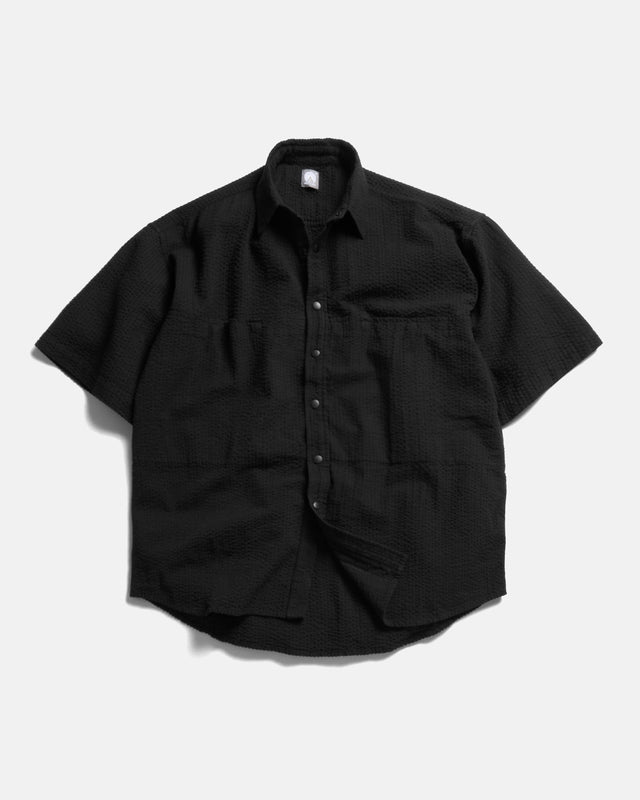 SS EASY WORK SHIRT -TONAL BLACK COTTON SEERSUCKER