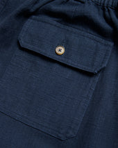 ROY BAKER PANT - WASHED NAVY COTTON THICK & THIN BASKETWEAVE
