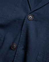 ASHEVILLE OVERSIZED BLAZER - WASHED NAVY COTTON THICK & THIN BASKETWEAVE