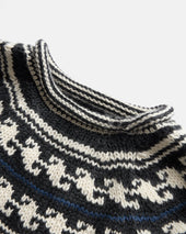 Franko Fairisle Rollneck Sweater Slate Gray Ecru Handloom Baby Alpaca