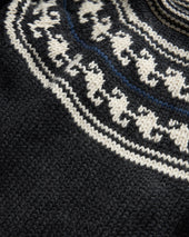 Franko Fairisle Rollneck Sweater Slate Gray Ecru Handloom Baby Alpaca