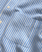 Wolf Button Down Shirt Natural Ecru Hand Block Printed Discharge Striped Cotton Oxford