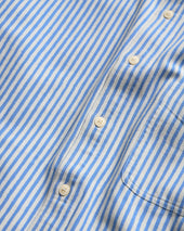 Wolf Button Down Shirt Natural Ecru Hand Block Printed Discharge Striped Cotton Oxford
