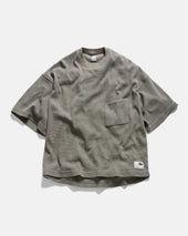 HIROCK LTE HALF SLEEVE CREWNECK - FADED DRAB TECH COTTON LIGHTWEIGHT THERMAL