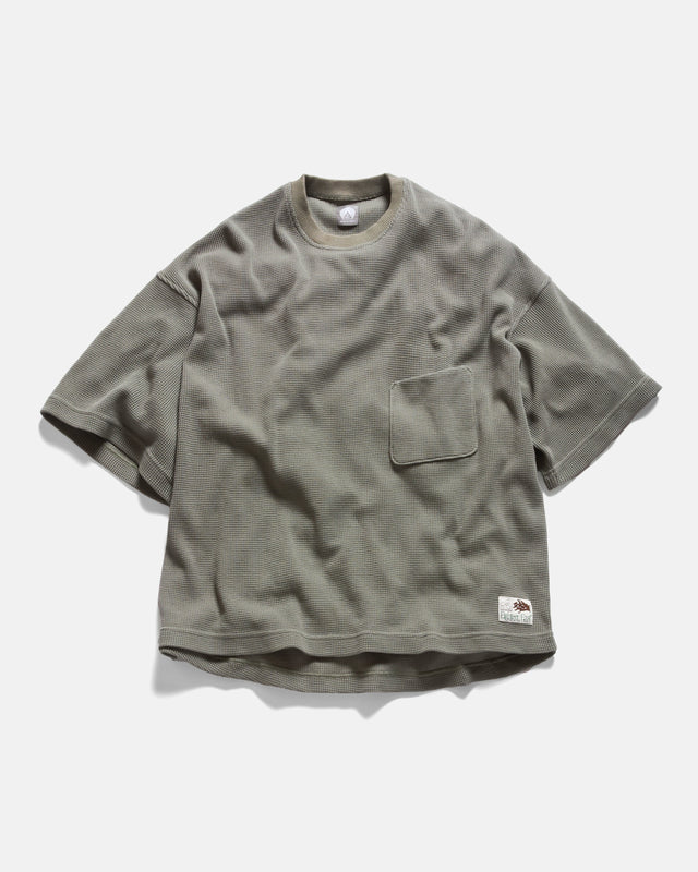HIROCK LTE HALF SLEEVE CREWNECK - FADED DRAB TECH COTTON LIGHTWEIGHT THERMAL