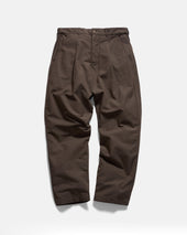 JIAN SINGLE PLEAT PANT - CHOCOLATE COTTON MICRO RIPSTOP