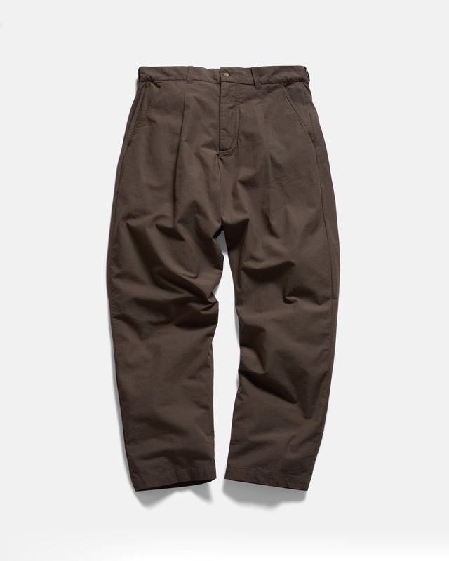 JIAN SINGLE PLEAT PANT - CHOCOLATE COTTON MICRO RIPSTOP