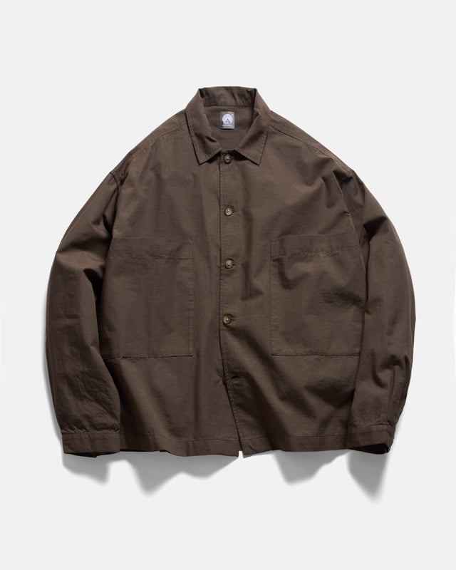 SAM SHIRT JACKET - CHOCOLATE COTTON MICRO RIPSTOP