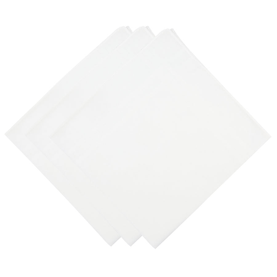 3x Plain Cotton Handkerchief Set