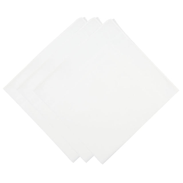 3x Plain Cotton Handkerchief Set - White