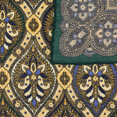 Paisley Motif Wool Silk Pocket Square Gold 40x40cm
