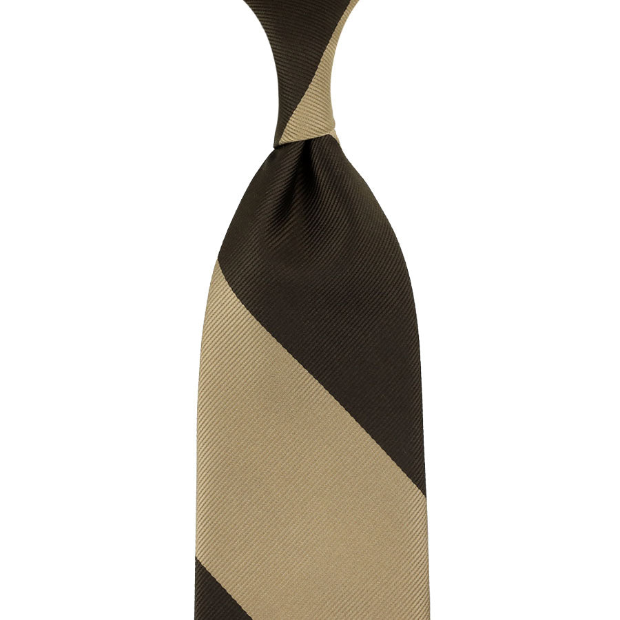 Japanese Repp Stripe Silk Tie Beige Hand Rolled