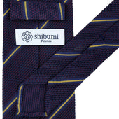 Striped Fina Grenadine Silk Tie Eggplant Hand Rolled
