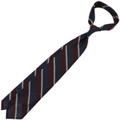 Striped Fina Grenadine Silk Tie Navy Burgundy
