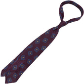 Printed Grossa Grenadine Silk Tie Eggplant Hand Rolled
