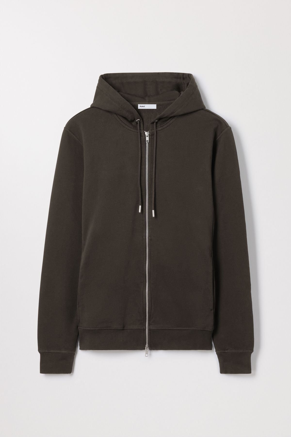 Mud Green Zip Hoodie Organic Cotton Loopback Asket
