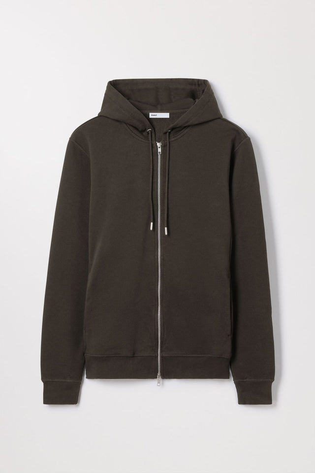 Mud Green Zip Hoodie Organic Cotton Loopback Asket