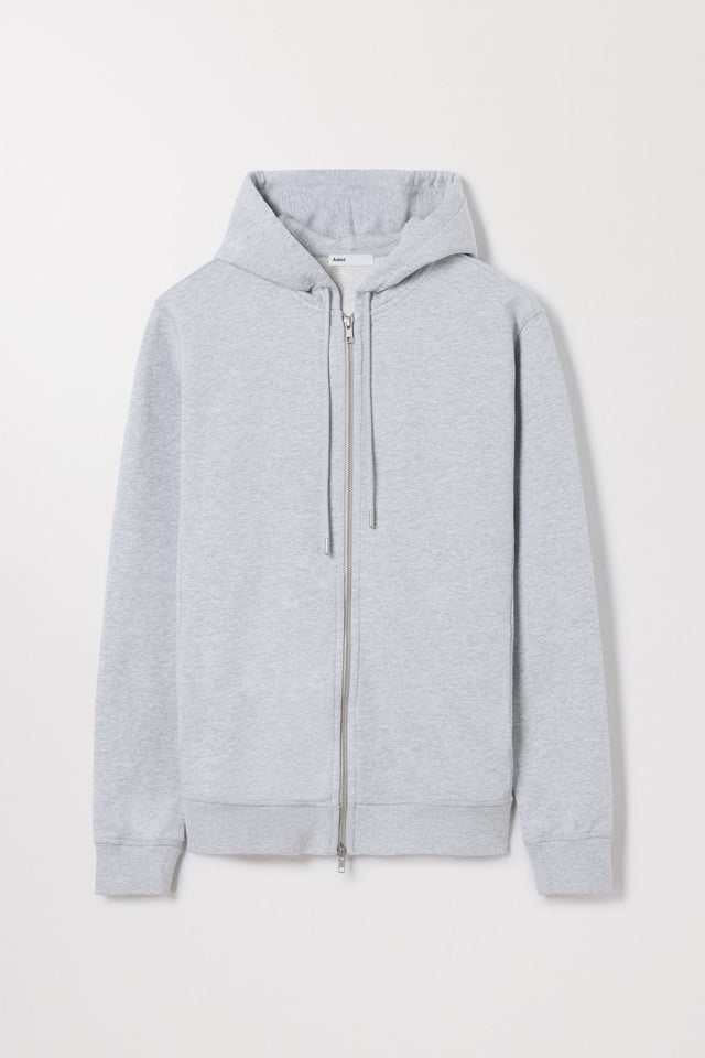 Grey Melange Zip Hoodie Organic Cotton Loopback Asket
