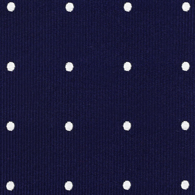 Polka Dot Bespoke Jacquard Silk Tie - Navy / White