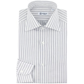 Cotton / Linen Semi Spread Shirt - White / Light Grey