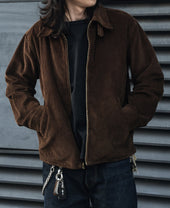 9 Wale Cotton Corduroy Zip-Up Jacket - Brown
