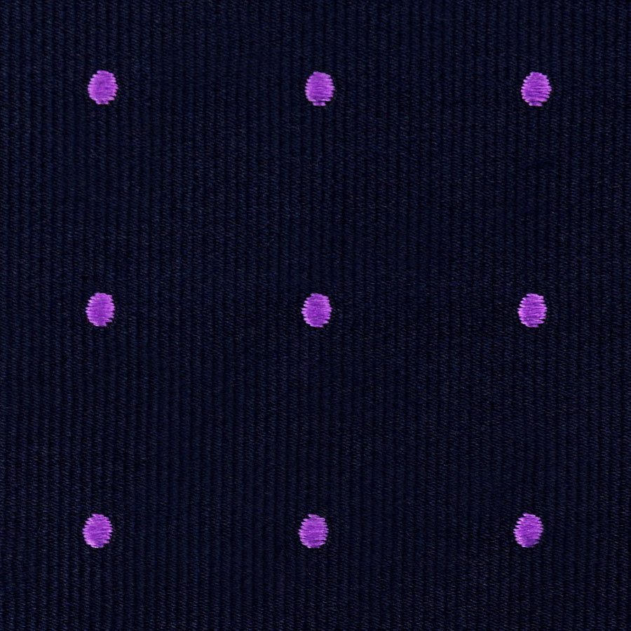 Polka Dot Bespoke Jacquard Silk Tie Midnight Purple