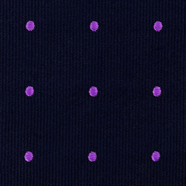 Polka Dot Bespoke Jacquard Silk Tie - Midnight / Purple