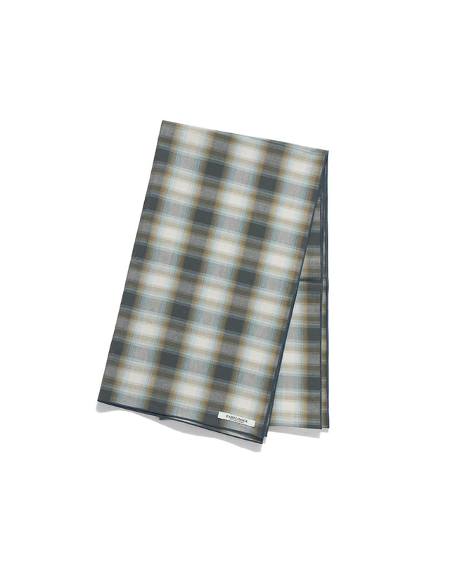 PATTERN SCARF / BEIGE & BLUE CHECK