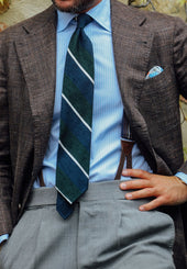 Beach Motif Wool Silk Pocket Square White 40x40cm