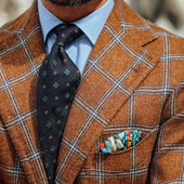 Safari Motif Wool Silk Pocket Square Sky Blue 40x40cm