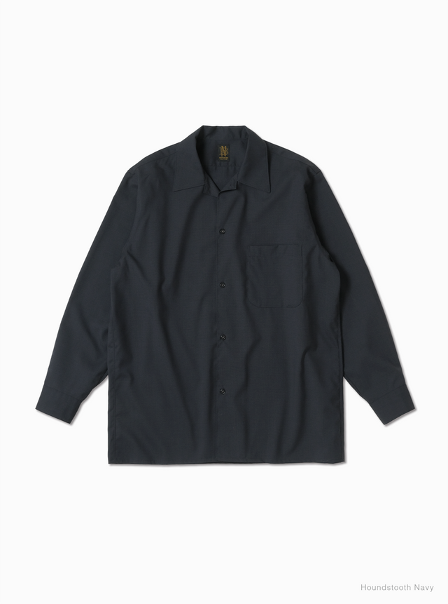 Men SOLID WOOL OPEN COLLAR SHIRT - BATONER｜ONLINE STORE