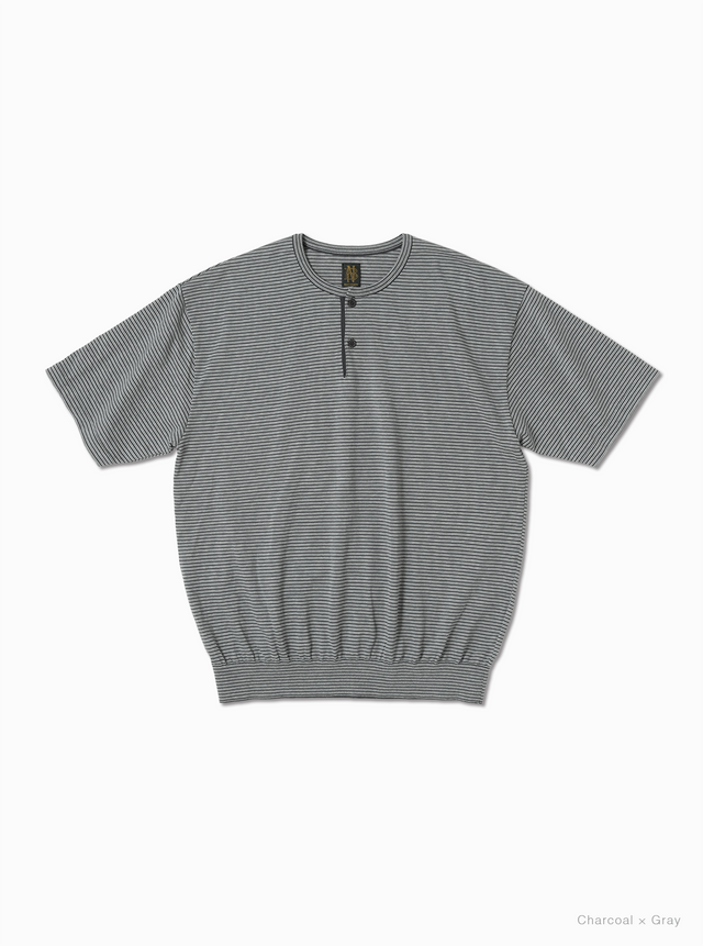 Men BLOWSING HENLEY NECK T-SHIRT - BATONER｜ONLINE STORE
