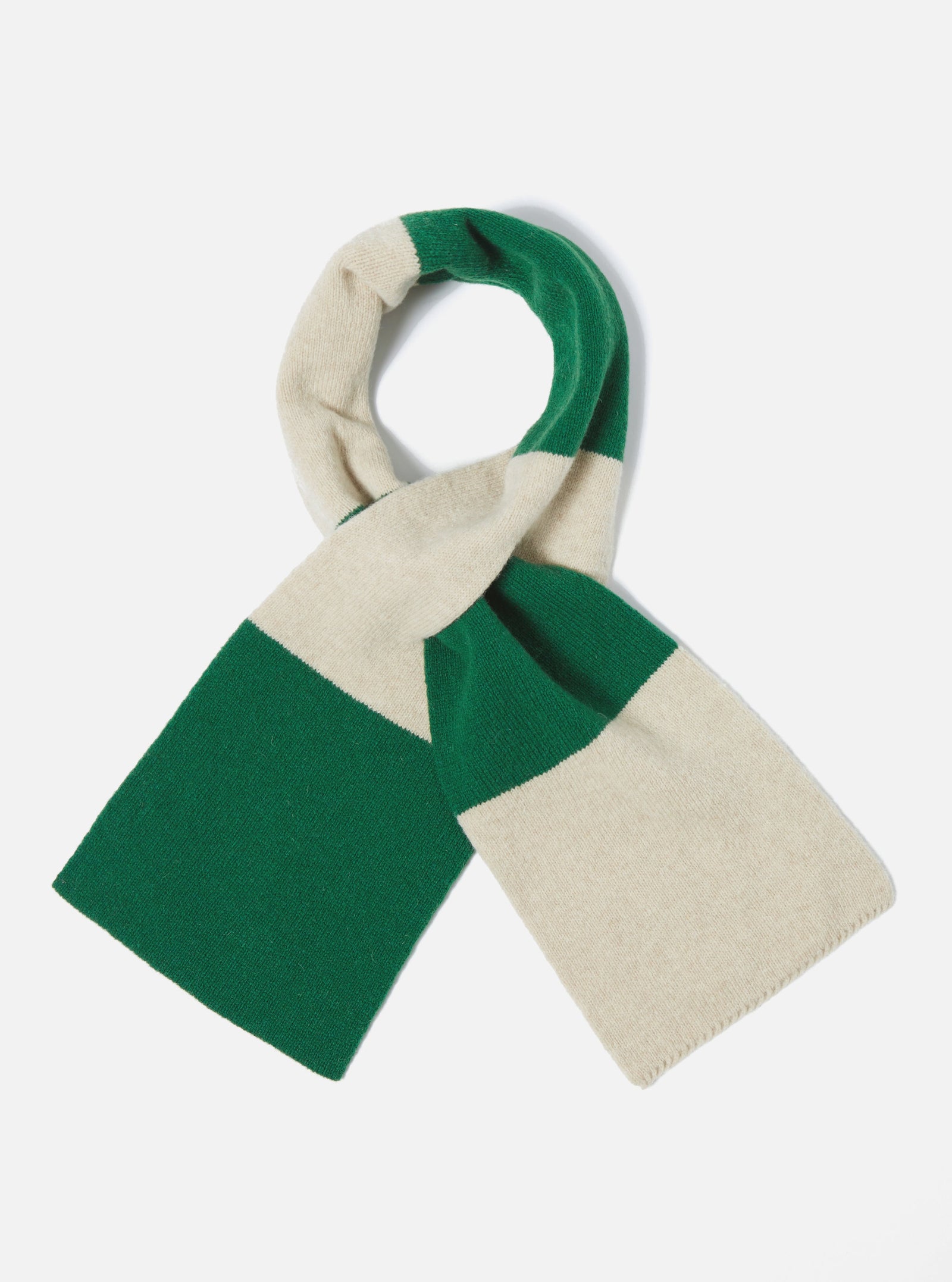 Beige Green Soft Wool Deluxe Football Scarf