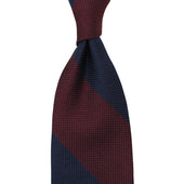 Block Stripe Grenadine Garza Fina Bespoke Tie Navy
