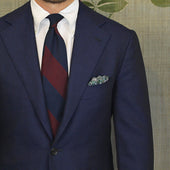 Block Stripe Grenadine Garza Fina Bespoke Tie Navy