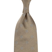 Shibumi-Flower Jacquard Silk Tie - Beige - Hand-Rolled
