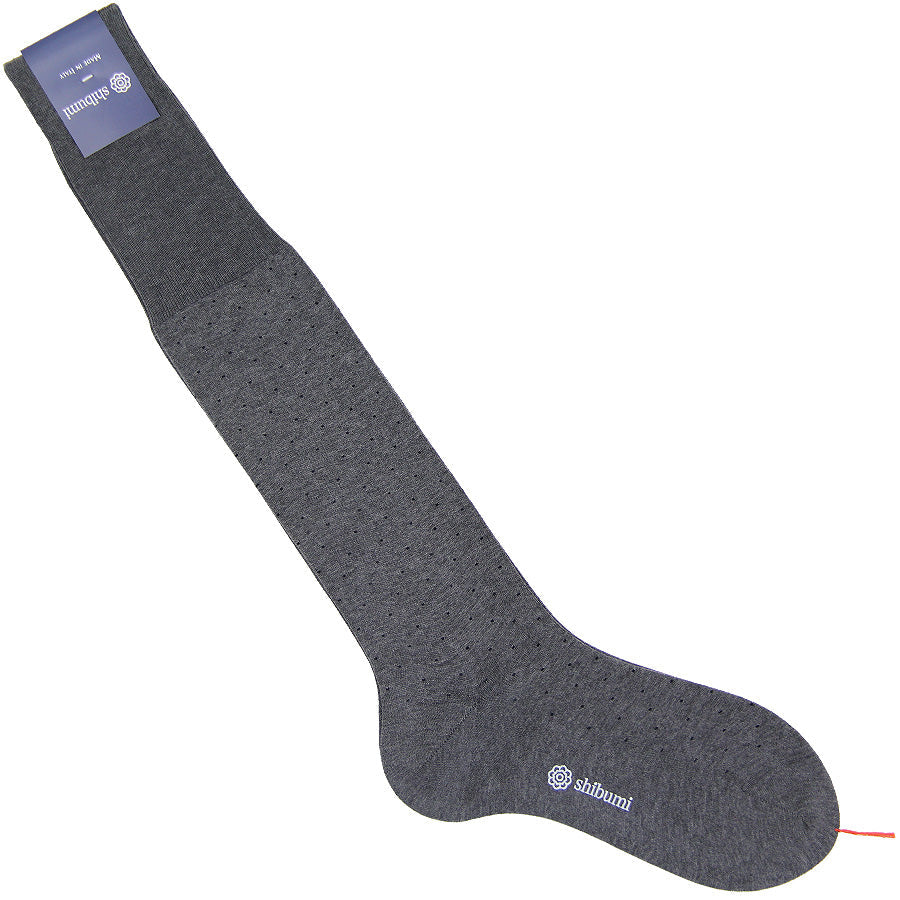 Knee Socks Dots Grey Pure Cotton