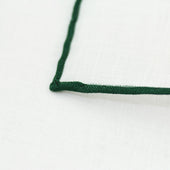 Irish Linen Shoestring Pocket Square White Green