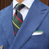 Irish Linen Shoestring Pocket Square White Green