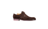 Two Eyelets Derby With Plain Tip In Dark Brown Hunting Suede