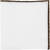 Irish Linen Shoestring Pocket Square - White / Chocolate