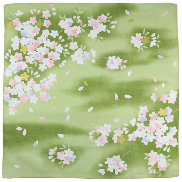 Kimono Motif Cotton Handkerchief - Green